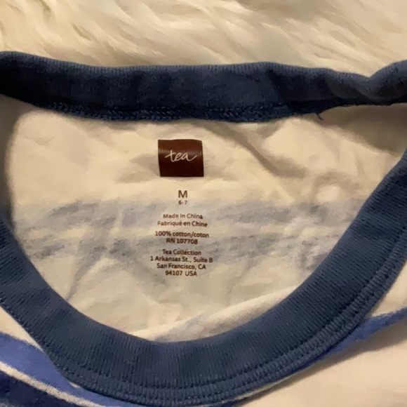 Tea Blue and White Striped Kids Shirt with Submarine Design - Picture 2 of 4